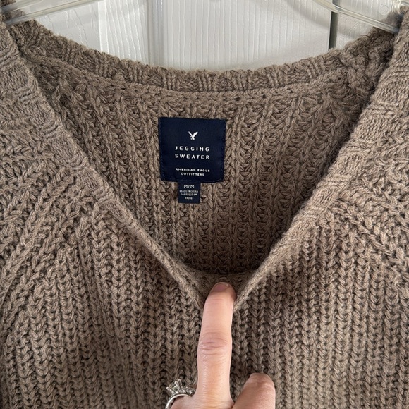 American Eagle Outfitters Women's Jegging Chunky Knit Sweater- Gray/Taupe - M - Picture 4 of 7